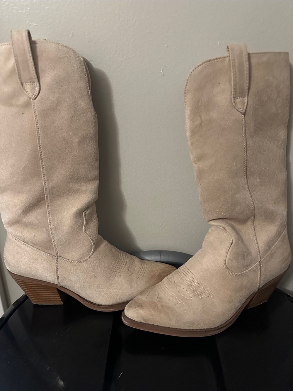 Beach Riot Cream Suede Western Heeled Boots